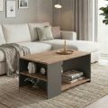 Τραπεζάκι σαλονιού Sylvia Megapap χρώμα pine oak - ανθρακί 90,2x59,2x48,1εκ.