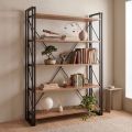 Βιβλιοθήκη Atlas Megapap χρώμα antlantic pine - μαύρο 130x35x180εκ.
