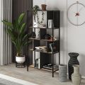 Βιβλιοθήκη Midi Megapap χρώμα sapphire oak - silky black 88x35x175εκ.