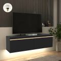 Έπιπλο τηλεόρασης επιτοίχιο Morel Megapap με LED χρώμα μαύρο 140x41,8x40εκ.