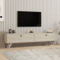 Έπιπλο τηλεόρασης Paris Megapap χρώμα travertine 160x25x35εκ.