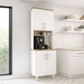 Έπιπλο κουζίνας Kalira 2 Megapap χρώμα λευκό - rota oak 60x40x196εκ.