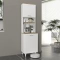 Έπιπλο κουζίνας Potter 1 Megapap χρώμα λευκό - rota oak 53,4x39,6x196,1εκ.
