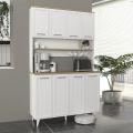 Έπιπλο κουζίνας Potter 4 Megapap χρώμα λευκό - rota oak 120x40x196,1εκ.