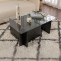 Τραπεζάκι σαλονιού Vetrino Megapap γυάλινο χρώμα black wood 105x65x40εκ.
