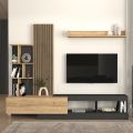 Σύνθεση τηλεόρασης Vermont Megapap χρώμα ανθρακί - sepet oak 240x40x192εκ.