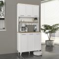 Έπιπλο κουζίνας Potter 3 Megapap χρώμα λευκό - rota oak 90x40x196,1εκ.