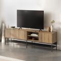 Έπιπλο τηλεόρασης Amira Megapap χρώμα καρυδί Ud - black wood 180x35x55εκ.