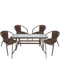 Σετ Τραπεζαρία Κήπου Artelibre sun Καφέ Rattan/γυαλί/μέταλλο με 4 Πολυθρόνες 14990533