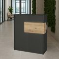 Γραφείο υποδοχής - reception Aloha Megapap με LED χρώμα ανθρακί - sepet oak 95,5x40x110,3εκ.