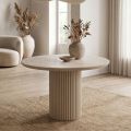 Τραπέζι Hazar Megapap Mdf χρώμα travertine - sandstone Ø100,5x76εκ.