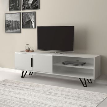 Έπιπλο Τηλεόρασης Ξύλινο Foot Λευκό Μ160xΠ35xΥ49cm GP028-0033,3