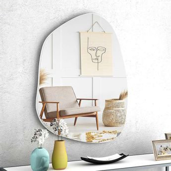 Megapap Denza GP028-0062 Καθρέπτης Τοίχου Ασύμμετρος με Λευκό Ξύλινο Πλαίσιο 100x80cm