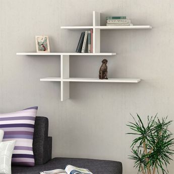 Ράφι Τοίχου Σκάλα Leo Λευκό 123x22x80εκ. GP037-0025,3