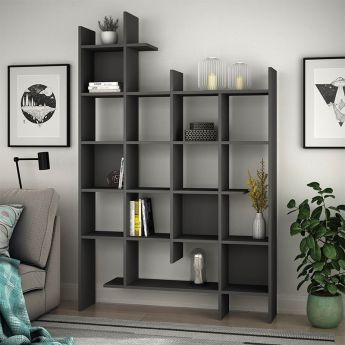 Βιβλιοθήκη Manco Ανθρακί 122x25.5x188εκ. GP037-0102,1