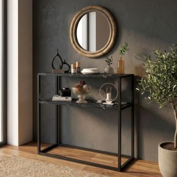 Castel Κονσόλα από Ξύλο & Μέταλλο Μαύρη GP041-0018,3 Μ90xΠ33.5xΥ90εκ.