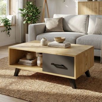 Ορθογώνιο Τραπεζάκι Σαλονιού Gilbert Ξύλινο Sapphire Oak / Ανθρακί GP041-0047,1 Μ90xΠ45xΥ35εκ.