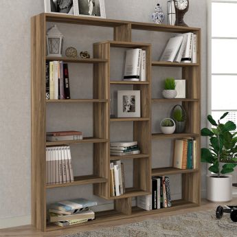 Βιβλιοθήκη Ample Megapap χρώμα καρυδί 125x22x135,7εκ.