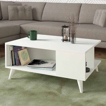 Τραπεζάκι σαλονιού Sedra Megapap χρώμα λευκό 90x60x38,6εκ.