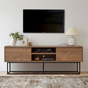 Έπιπλο τηλεόρασης Amedeo Megapap χρώμα καρυδί 140x40x50εκ.