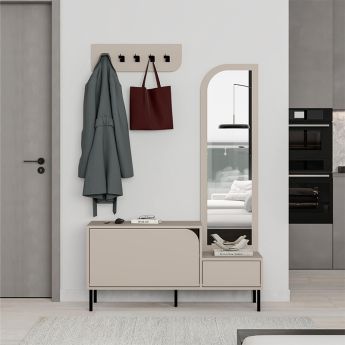 Έπιπλο εισόδου Mila Megapap με κρεμάστρα χρώμα sandstone120x37x171,6εκ.