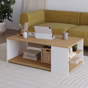Τραπεζάκι σαλονιού Berg Megapap χρώμα sapphire oak - λευκό 110x60x40εκ.