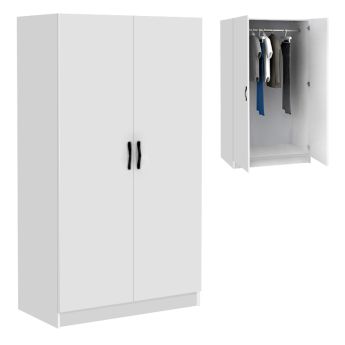 Ντουλάπα ρούχων Victoria Megapap δίφυλλη χρώμα λευκό 100x60x181εκ.