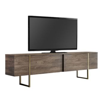 Έπιπλο τηλεόρασης Luxe Megapap χρώμα καρυδί - χρυσό 180x30x50εκ.