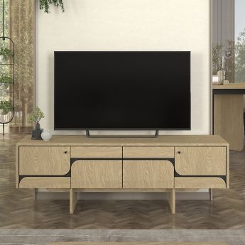 Έπιπλο τηλεόρασης Lava Megapap χρώμα rota oak - ανθρακί 150x35x51,3εκ.