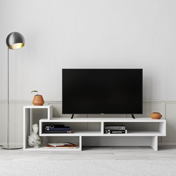 Έπιπλο τηλεόρασης Tetra Megapap χρώμα λευκό 136,7x40x42εκ.