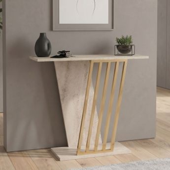 Κονσόλα Gravity Megapap χρώμα travertine - χρυσό 90x29,6x76,8εκ.