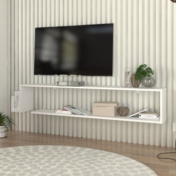 Έπιπλο τηλεόρασης επιτοίχιο Regnar Megapap χρώμα λευκό 168,6x25x31,8εκ.