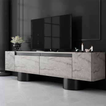 Έπιπλο τηλεόρασης Haven Megapap χρώμα travertine 180x30x50εκ.