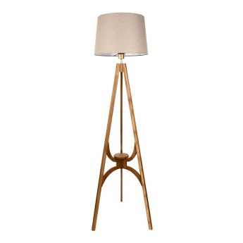 Φωτιστικό δαπέδου Solen Megapap E27 ξύλινο - ύφασμα PVC χρώμα καρυδί - μπεζ 45x45x155εκ.