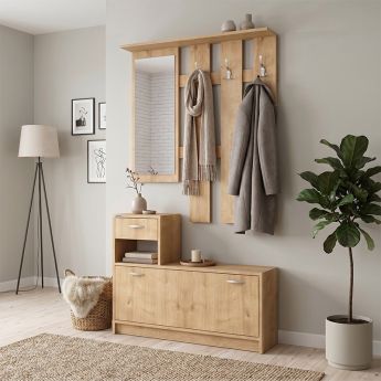 Έπιπλο εισόδου Raynold Megapap χρώμα φυσικό οξιάς 100x30x180εκ.