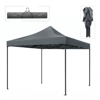 Κιόσκι - Gazebo Bari Megapap πτυσσόμενο μεταλλικός σκελετός - αδιάβροχο ύφασμα χρώμα γκρι 3x3x3,10m.