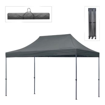 Κιόσκι - Gazebo Bari Megapap πτυσσόμενο μεταλλικός σκελετός - αδιάβροχο ύφασμα χρώμα γκρι 3x4,5x3,20m.