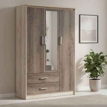 Olympus Τρίφυλλη Ντουλάπα με Καθρέπτη Castillo-Toro 120x57x183cm 123-000022