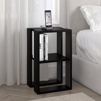 Κομοδίνο Lonie Ξύλινο Μαύρο 34x30x55cm GP037-0026,8