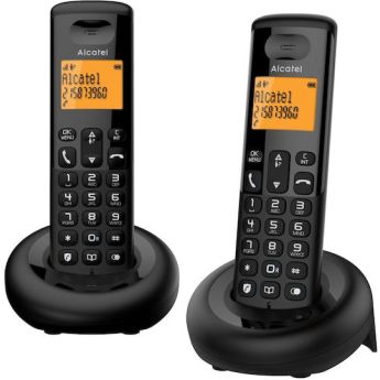 Alcatel E160 Ασύρματο Τηλέφωνο Duo με Ελληνικό Μενού Μαύρο