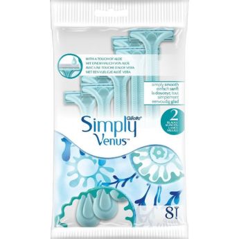 Venus Simply Ξυραφάκια Σώματος μιας Χρήσης με 2 Λεπίδες & Λιπαντική Ταινία Blue 8τμχ