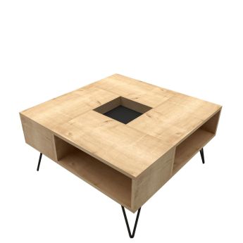 Τραπεζάκι Σαλονιού Artelibre Donousa Δρυς/μαύρο 80x80x38.6cm