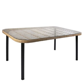 Τραπέζι Κήπου Artelibre Ampius Φυσικό/μαύρο Μέταλλο/rattan/γυαλί 160x90x73cm