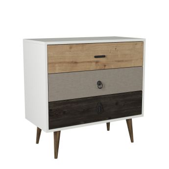 Συρταριέρα Artelibre Kimolos Λευκό/φυσικό/καφέ 80x40x79cm
