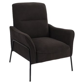 Πολυθρόνα Artelibre Elan Μαύρο Ύφασμα Κοτλέ/μέταλλο 94x77x82cm