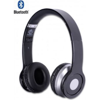 Rebeltec Crystal Ασύρματα / Ενσύρματα On Ear Ακουστικά με Ραδιόφωνο με 6 ώρες Λειτουργίας Μαύρα