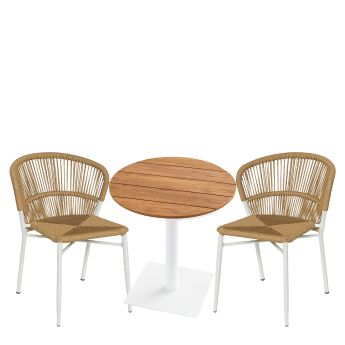 Σετ Τραπεζαρία Κήπου Artelibre Tenerife Καρυδί/φυσικό/λευκό Polywood/αλουμίνιο/rattan με 2 Πολυθρόνες 14990716