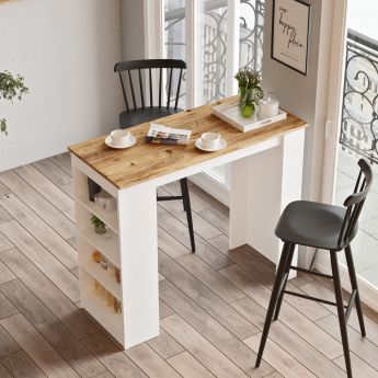 Τραπέζι bar Artelibre Brockley Πεύκο/λευκό Μοριοσανίδα 120x51.6x101.8cm