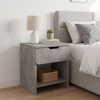 Κομοδίνο Mida Megapap χρώμα γκρι σκυροδέματος 45x40x52εκ.