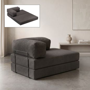 Καναπές - κρεβάτι Comfort Megapap διθέσιος υφασμάτινος χρώμα ανθρακί 140x95x75εκ.
